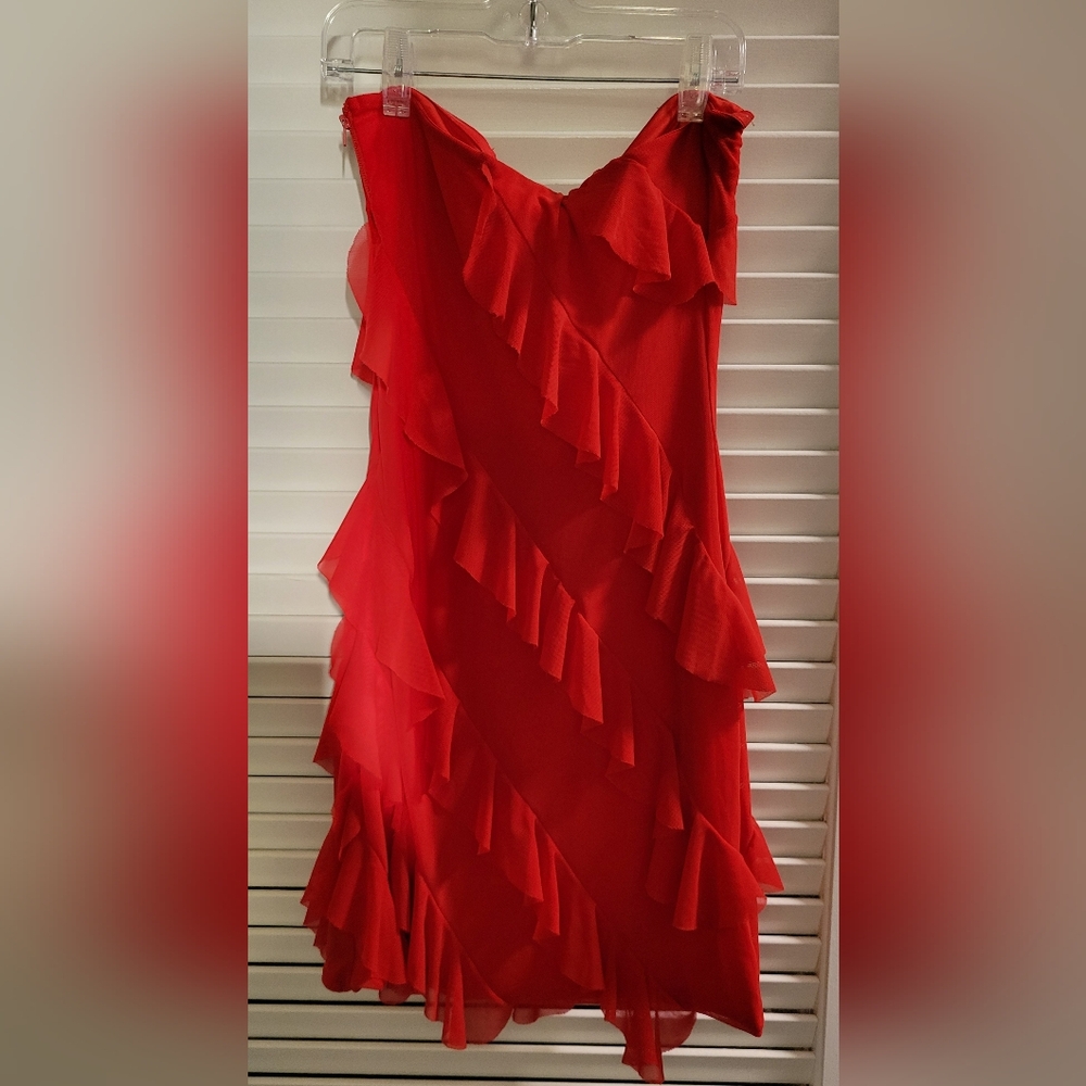 Windsor Scarlet Cascade Ruffle Mini Dress